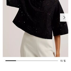 Ted Baker
Kilkis Broderie Boxy Cropped Shirt, Black